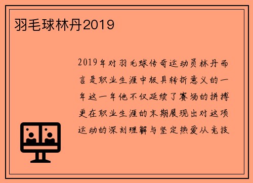 羽毛球林丹2019